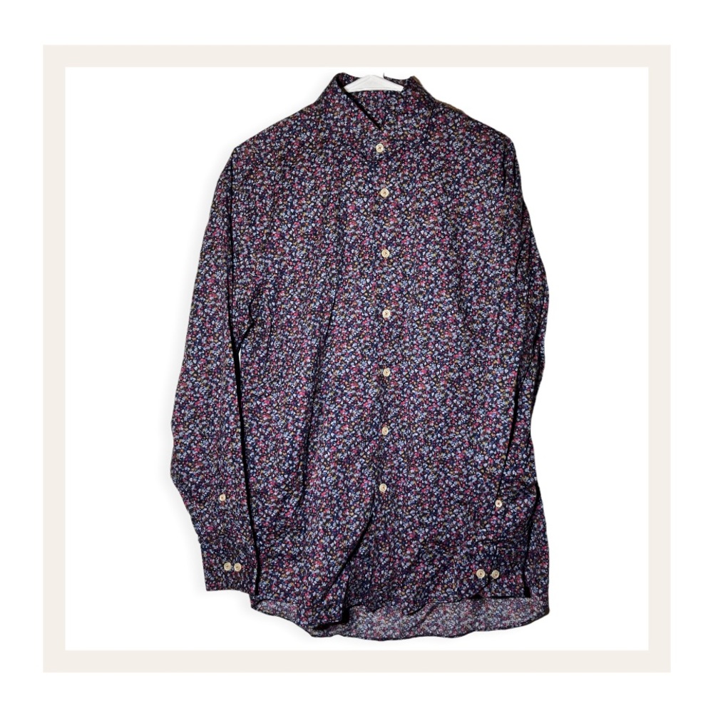 Alan Flusser Floral Long Sleeve Button-Down Shirt (Men's Medium)